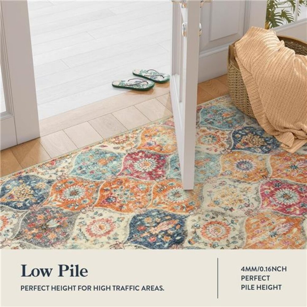 Moroccan Trellis Washable Rug, 2x3 Kitchen Rugs for Entryway Bathroom, Non-Slip - Picture 2 of 7